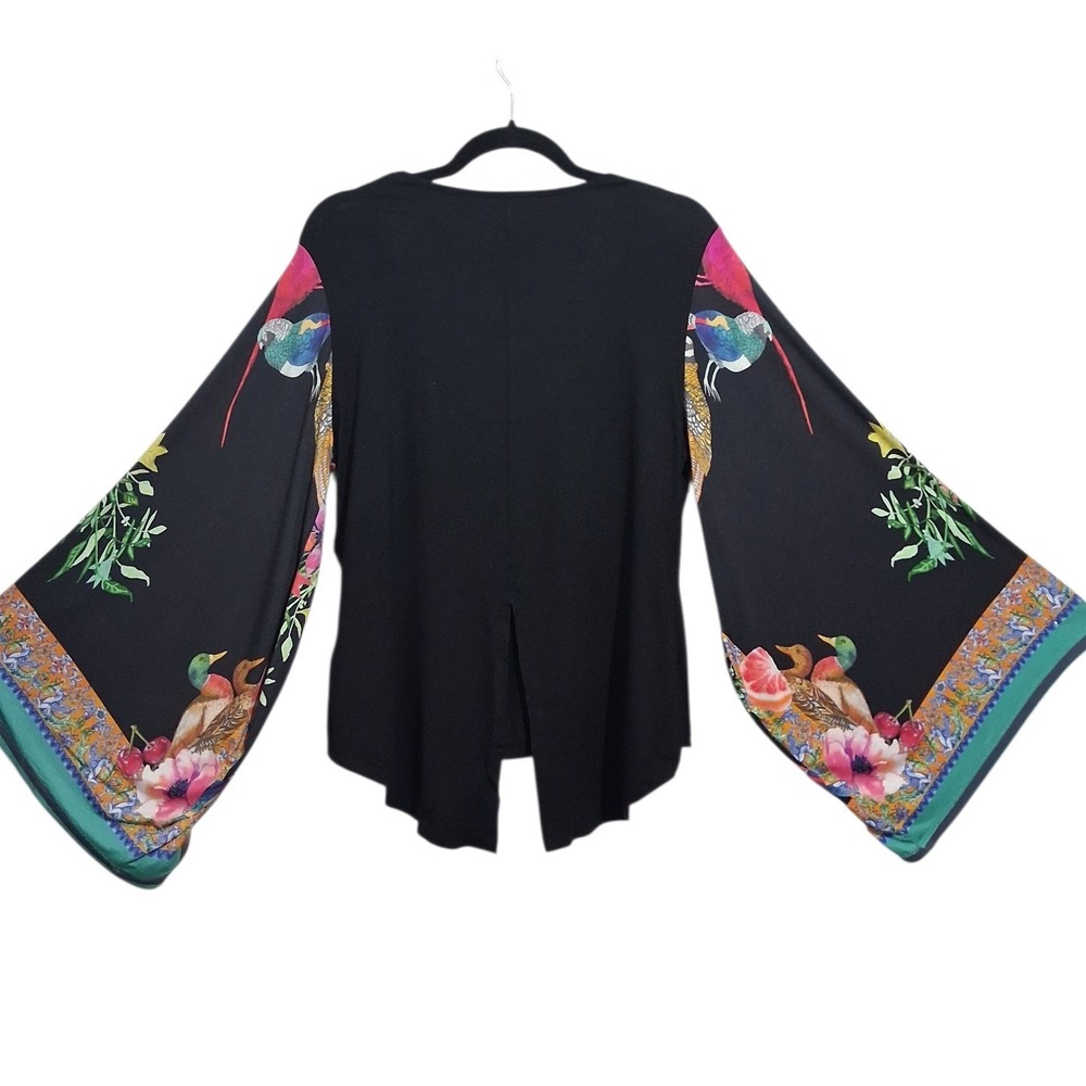 Desigual Exaggerated Colorful Bird Sleeves Womens size XL Stretchy Statement Top - Picture 10 of 16